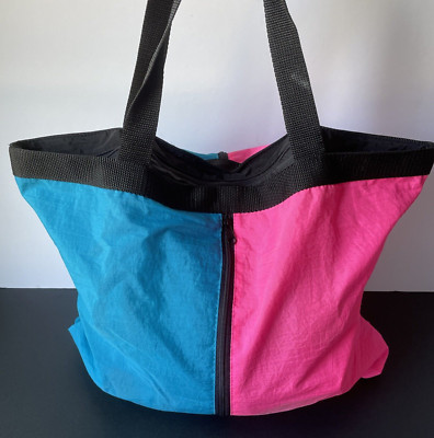 Vintage 90s Avon Expandable Tote Bag Color Block Gym Travel Overnight Weekender