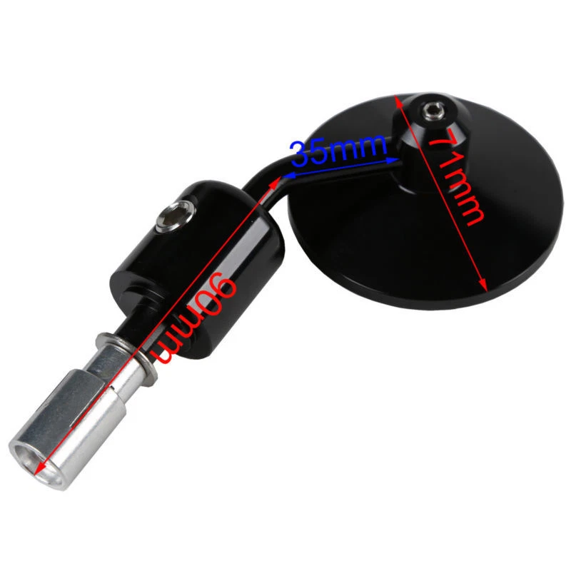 Espejos retrovisores laterales negros universales para moto 3" redondos 7/8" manillar extremo Foto 3 de 4