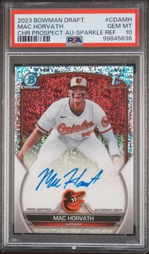 2023 Bowman Draft Chrome 1st Mac Horvath speckle refractor Auto /71 PSA 10 GEM