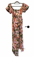Show Me Your Mumu Danielle Tie Waist Puff Sleeve Med Retro Blooms