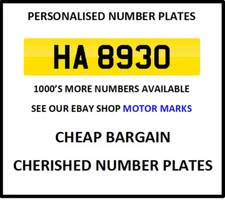 HA 8930 PRIVATE NUMBER PLATE HARRY HELEN HUGH HOLLY HAMISH HENRY HARLEY HA 8930