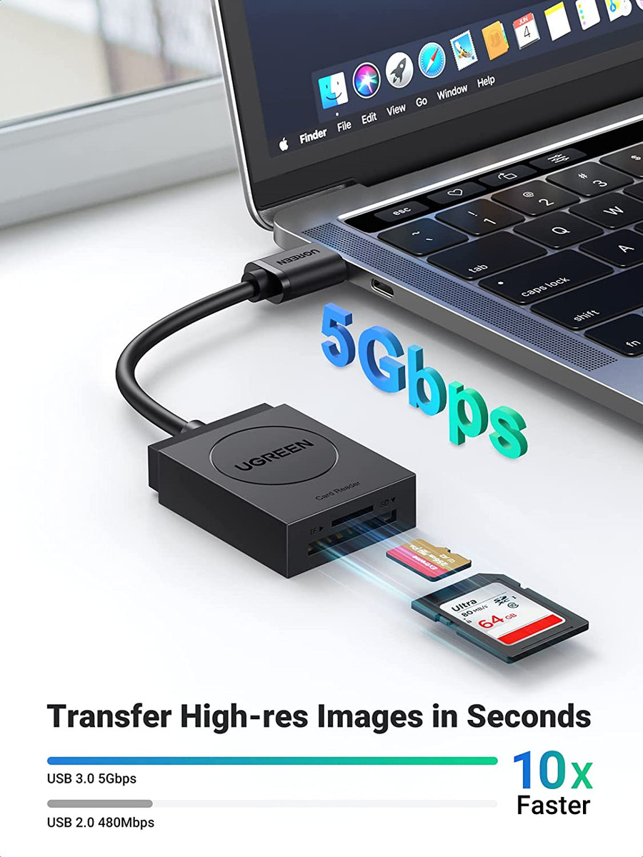 UGREEN SD Card Reader, USB 3.0 to TF/SD Cards Adapter, External 