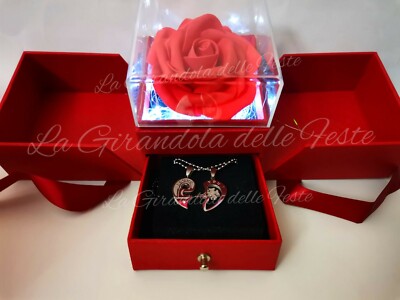 Scatola regalo con ciondolo a forma di LED, in velluto, per matrimonio, anniversario, compleanno, San Valentino, colore: nero