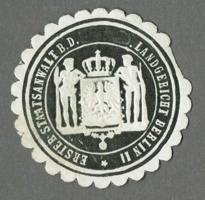 Seal Stamp FIRST PROSECUTOR B. D. REGIONAL COURT BERLIN II (November 1918)