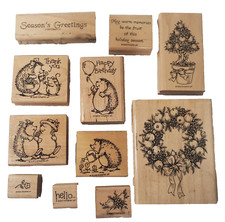 Stampin Up Rubber Wood Stamps Lot of 11 Assorted Designs 1999  2000 Xmas NOS