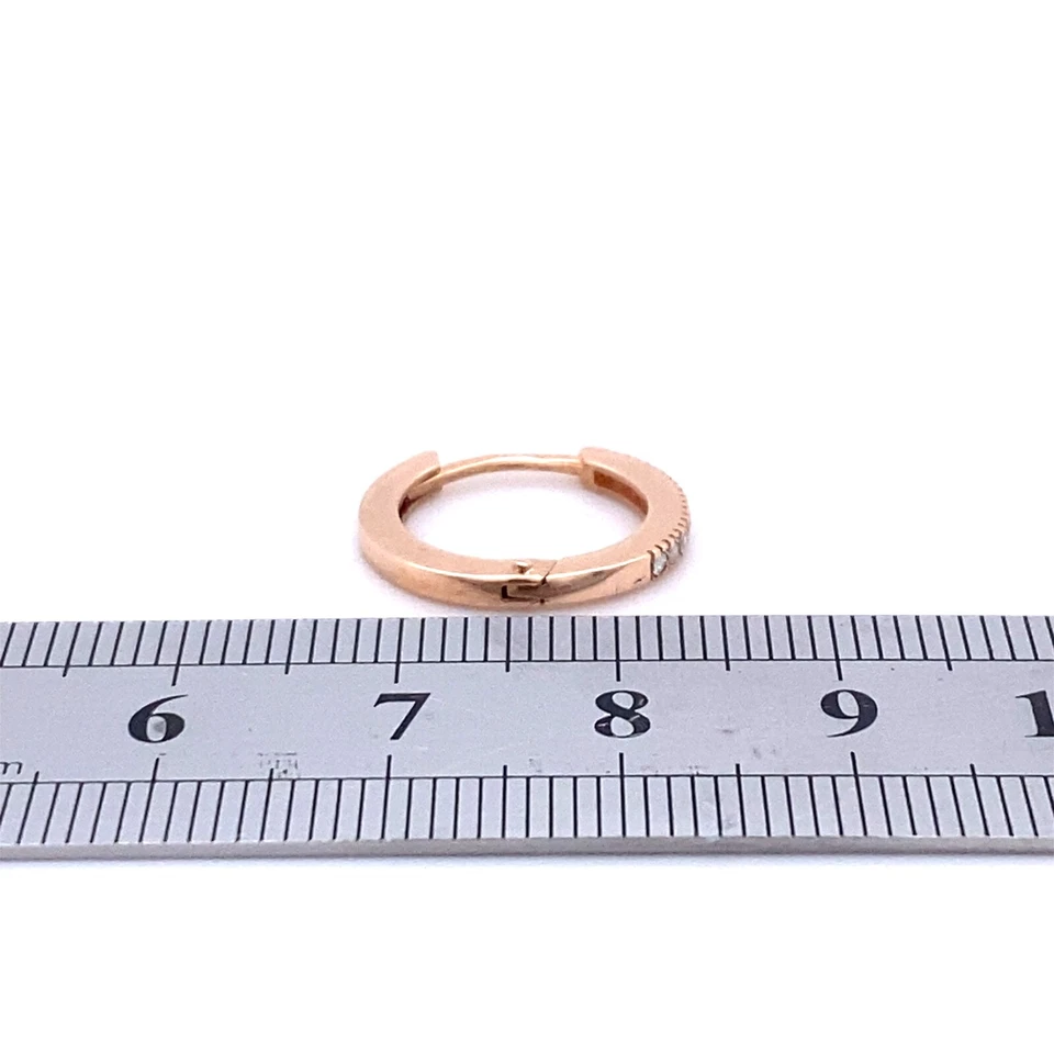 14K Yellow Gold Huggie Hoop Hinged Earrings Click With Natural 0.10 Ct. Diamond - Image 3 of 4