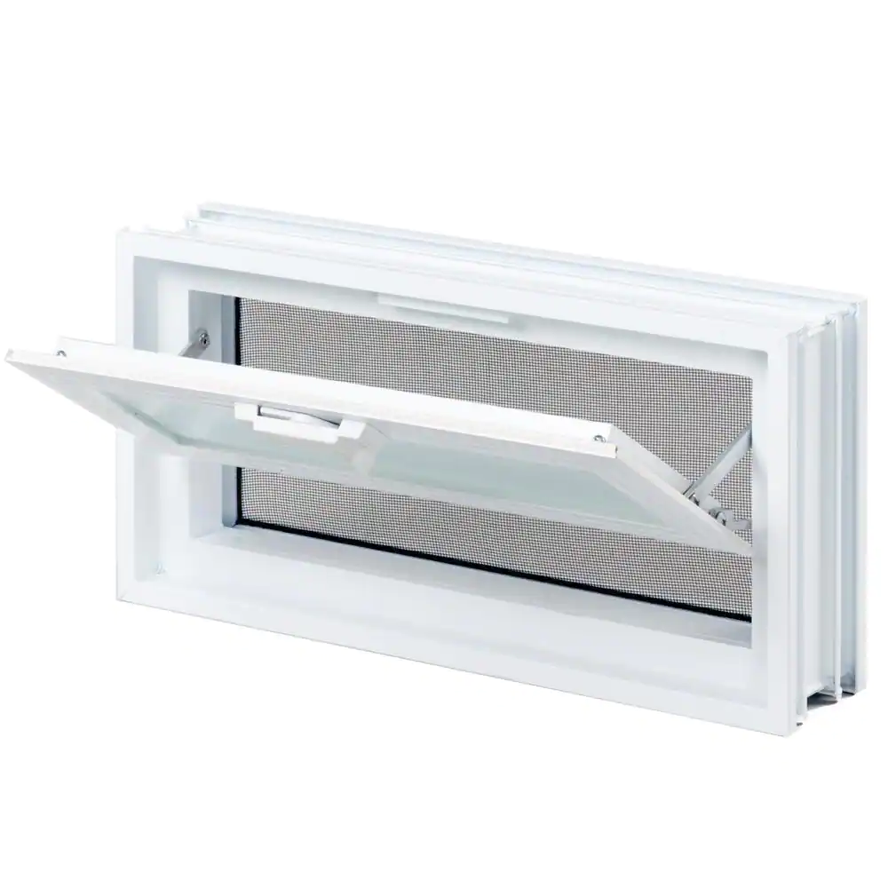 Clearly Secure 3 in. Thick Series 22 in. x 8 in. x 3 in. Hopper Vent for Glass Block Windows (Actual 21.25 in. x 7.75 in. x 3.12 in.) HV228A - The Home Depot