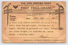 c1905 Post Tell-Gram Middletown NY Postcard T...