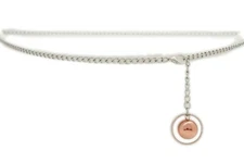 Women Celeb Fashion Belt Silver Metal Chain Narrow Waist Hip Ball Charm XL XXL