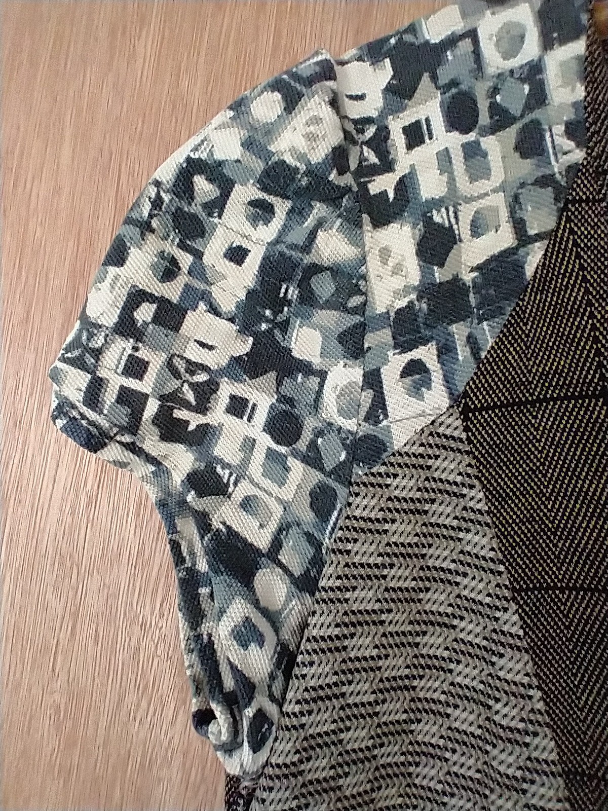 Preloved Dress Patchwork Upcycled Gray Brown Blue… - image 4