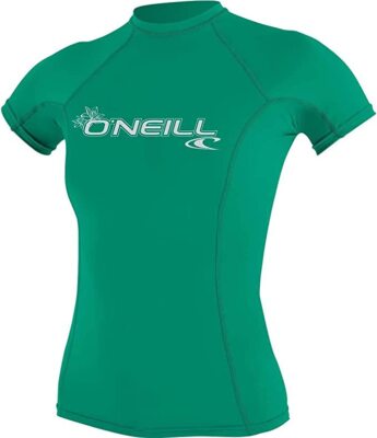 Open Box O'Neill Women's Basic Skins Short Sleeve Rash Guard, Seaglass, Size: XL