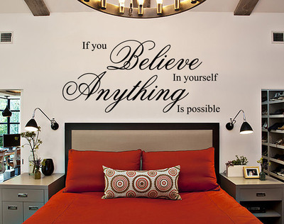 Handschnitzerei GLAUBE AN DICH SELBST Wohn-/Schlafzimmer Wandkunst Aufkleber UK RUI141