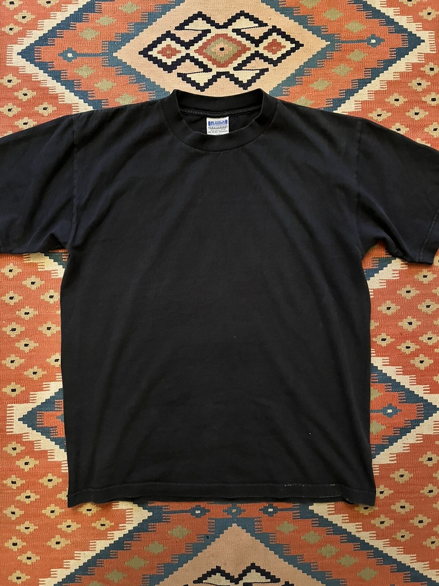 Vintage 90s Plain Blank T-Shirt Large blue tint black heavyweight