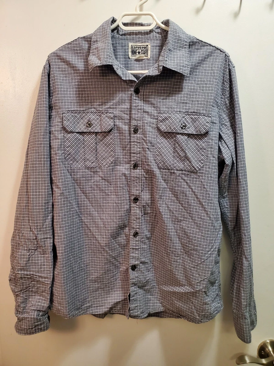 Converse one star men's long best sale sleeve shirt
