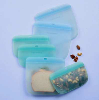 Tupperware Ultimate Silicone Slim Bags 6 pc Set Kids Lunch New | eBay