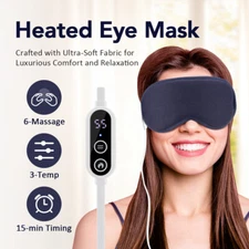 Electric Heated Eye Mask, Warm Eye Compress Mask Vibration Massage for Dry Eyes