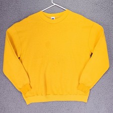 Vtg 90s Russell Blank Crewneck XL L Athletic Gold Boxy Made in USA Cal UC