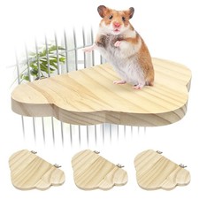 Wooden Hamster Cage Set Platform Accessories Perch Stand Board Habitat 4 PCS