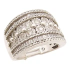 925 Sterling Silver Vintage Ring Multi Row Real Diamonds  Band  Sz 7  RG35364