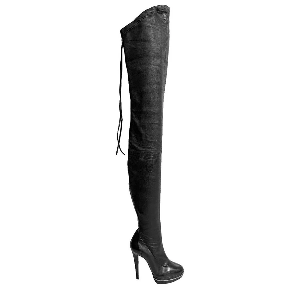 Christian Louboutin Unique 140 OTK Black Leather Boots EU 37.5 - Image 4 of 4