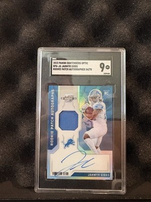 Panini 2023 Contenders Optic Jahmyr Gibbs RPA-JG RPA Auto Patch /75 SGC 9