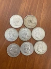Franklin Silver Half Dollars Lot of (8) 90% Silver 1948-1963