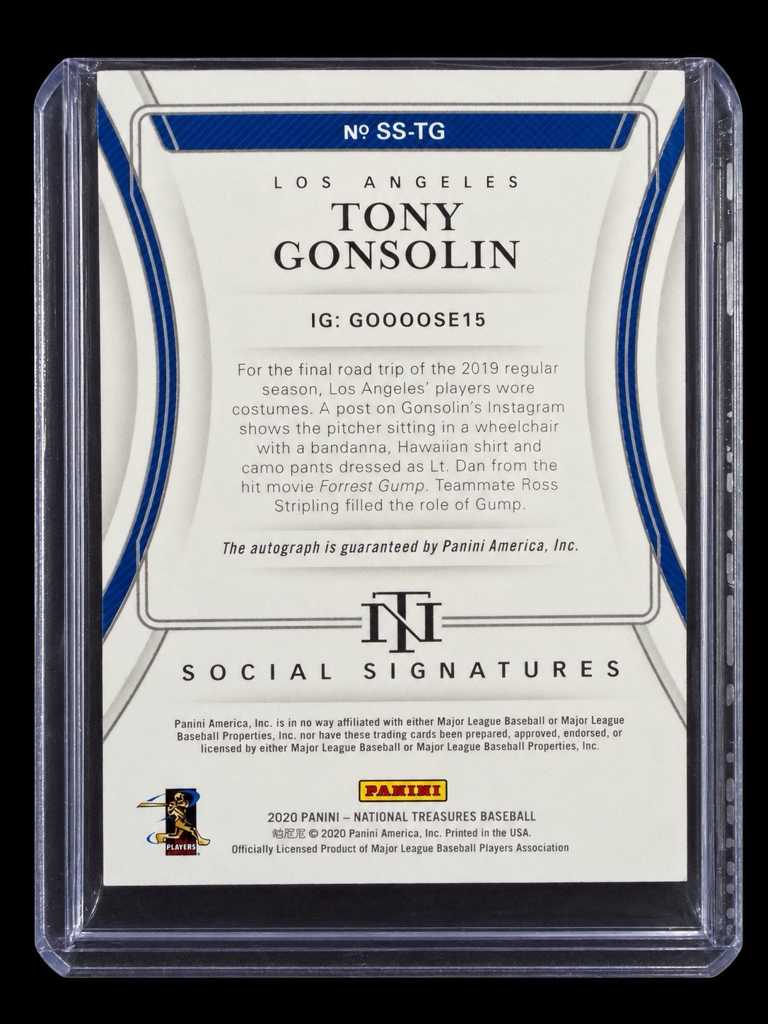 Tony Gonsolin 2020 National Treasures Social Signatures Auto /99 SS-TG ST13 view 2