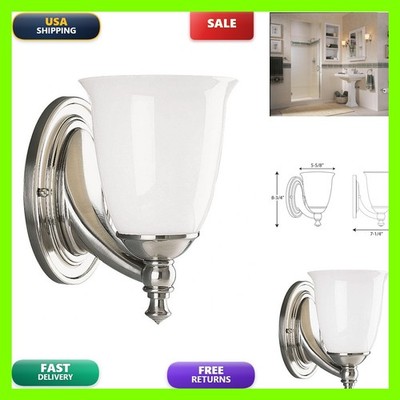 Progress Lighting P3027-09 White Opal Glass Bath Vanity Light Brushed Nickel