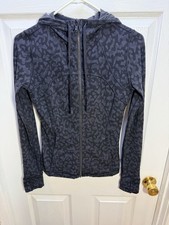 Lululemon Hooded Define Jacket Black Leopard Print Women s Size 6