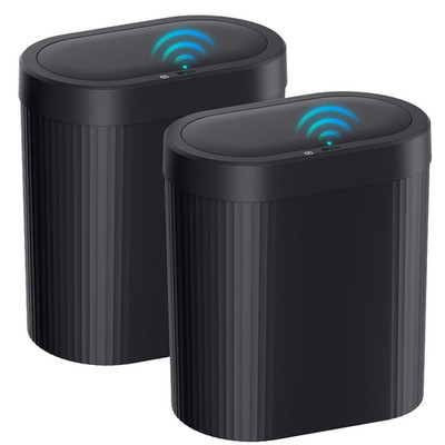 2 Pack 5 Gallon Bathroom Trash Can with Lid, Automatic Motion Sensor Black Trash