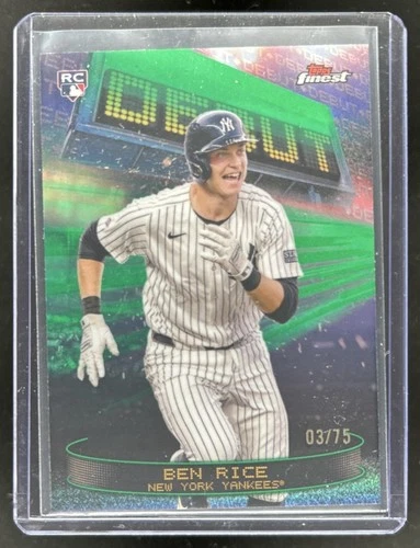 2025 Topps Finest Ben Rice Debut RC Green Refractor Rookie #/75 Yankees