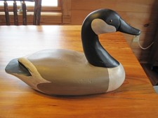 Vintage Signed G. Lowenthal Large Hand Carved Canadian Goose Decoy w/ Glass Eyes