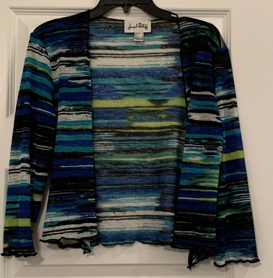 Joseph Ribkoff Tank & Cardigan Chiffon Set Women’s Size 10 Striped VTG Y2K - Image 4 of 4