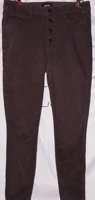 PAIGE High Rise Skinny Jeans Dark Wash Brown Denim Stretch 5-Pocket Button
