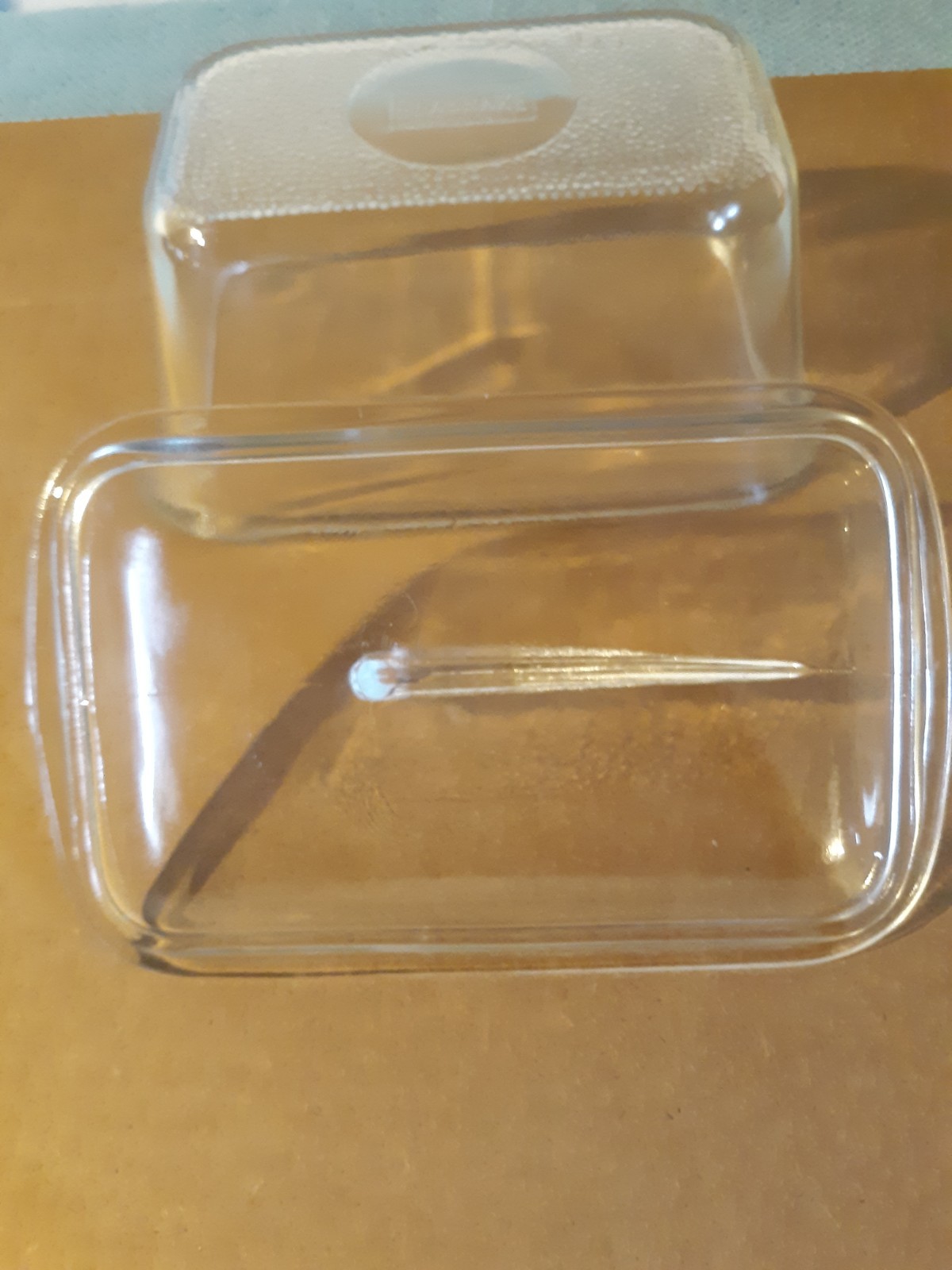 Glasbake Clear Glass Bread/Meatloaf Baking Dish With Wing Handle Lid J-805-14