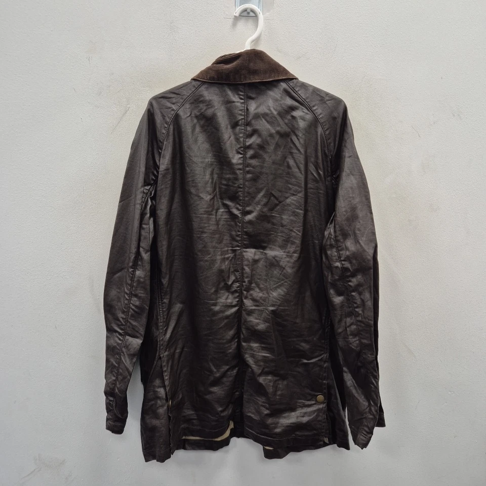 Barbour SMU Rambler Coated Linen Biker Brown Country Farm Coat Jacket Size Large - Image 2 of 4