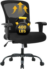 Big Tall Ergonomic Office Chair 400lbs, Lumbar Support, Adjustable Arms, Black