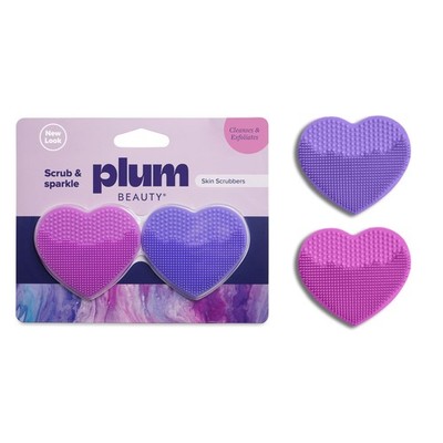 Plum Beauty Heart-Shaped Silicone Skin Scrubber   Manual Facial Pink
