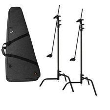 Matthews 40" C Stand with Turtle Base, Grip Head and Arm, Black, 2-Pack, Bundle