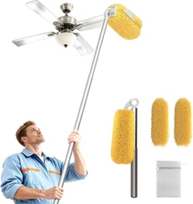 Long Handle Duster with 2 Replacement Heads, Washable Cleaning Duster Kit with L