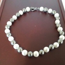 White Gray Imitation Pearl Stirling Silver Cl...