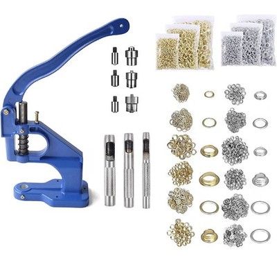 Heavy Duty Hand Press Eyelet Grommet Machine Punch Tool Kit   3 Size Dies