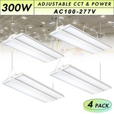 4-PACK 300W LED Linear High Bay Light Warehouse Shop Lamp 4500K-5700K Adjustable
