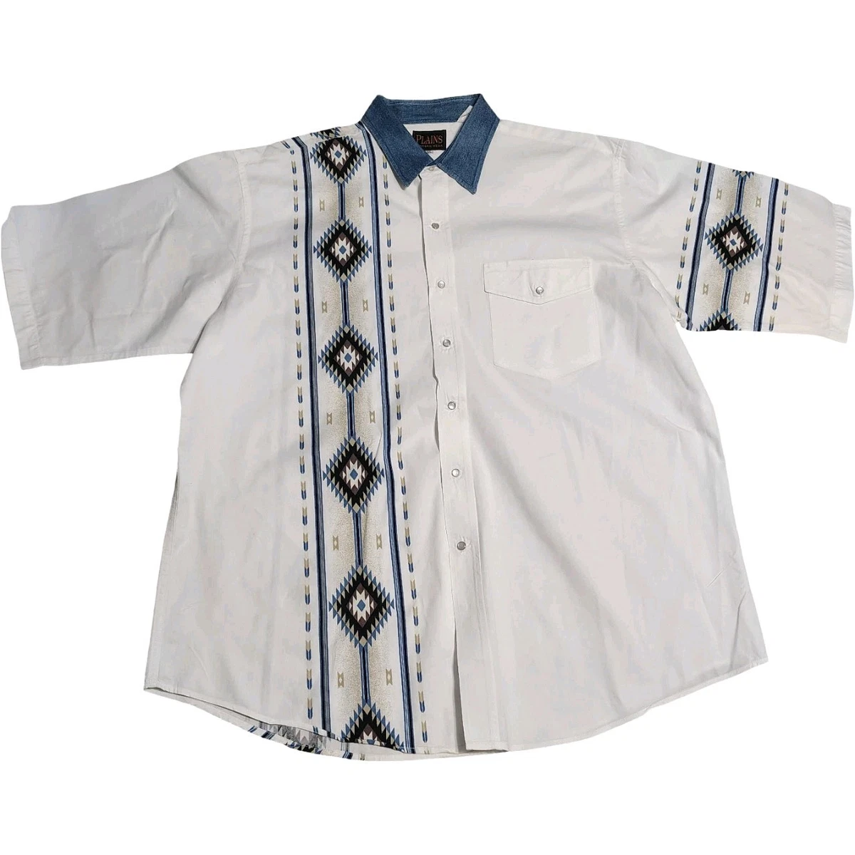 Chemise Plains Western Wear homme XL à carreaux argent perle