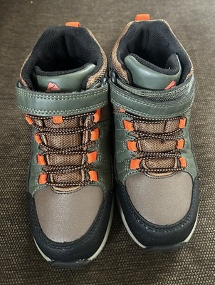 Ozark Trail Peak Kids Hiking Boots Green Brown Orange, Size 11 Hook & Loop