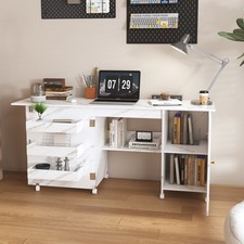 57.5 Foldable Sewing Machine Table Multi-Stor...
