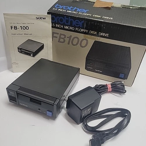 Vintage Brother FB100 3.5 Inch External Floppy Disk Drive Complete in Box Rare