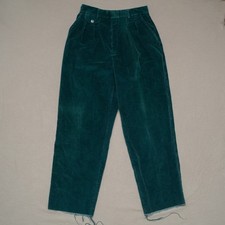 Vintage 80s 90s Eddie Bauer Forest Green Corduroy Womens High Waisted Pants 27"
