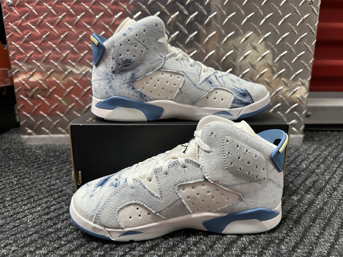 Jordan 6 Retro PS Washed Denim Sneaker DX6176-100 Size 3Y | eBay