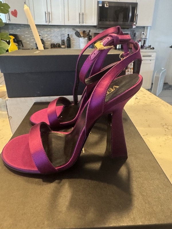 Versace Silk Plum-Oro Sandal H.105 RASO New Authentic with Box Size 37